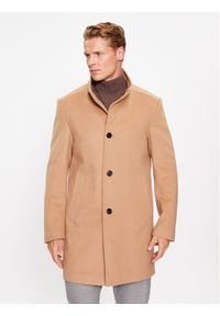 JOOP! Płaszcz wełniany 30037689 Brązowy Regular Fit. Kolor: brązowy. Materiał: wełna