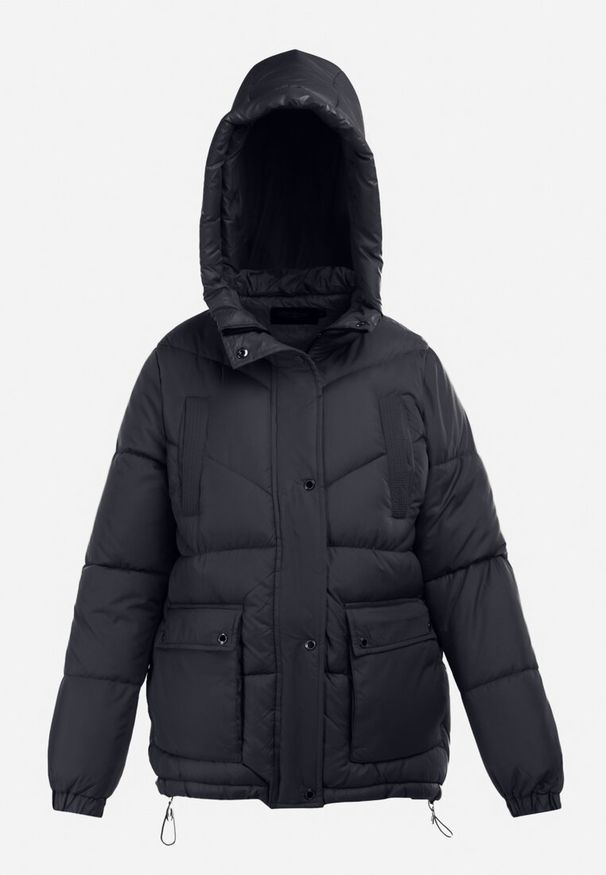 Born2be - Granatowa Kurtka Pikowana z Kapturem Lannea. Typ kołnierza: kaptur. Kolekcja: plus size. Kolor: niebieski. Materiał: jeans. Długość rękawa: długi rękaw. Długość: długie
