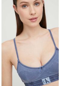 Calvin Klein biustonosz kąpielowy kolor granatowy lekko usztywniona miseczka. Kolor: niebieski #2