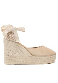 Manebi Półbuty Soft Suede Wedge Espadrilles M 1.1 WV Beżowy. Kolor: beżowy. Materiał: zamsz, skóra