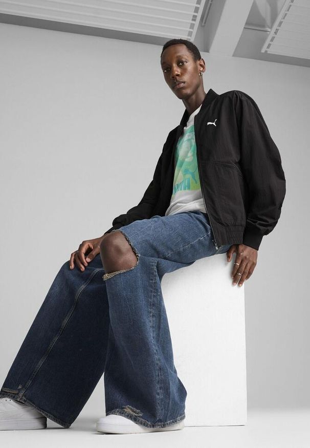Puma - Męska kurtka bomber PUMA Class PUMA Black. Kolor: czarny. Materiał: guma. Wzór: napisy, nadruk