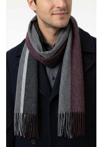 Szalik Męski V. Fraas - Cashmink - Odcienie Popielu i Bordo. Materiał: tkanina, syntetyk, materiał, poliakryl, wełna. Wzór: prążki, paski. Sezon: lato #4