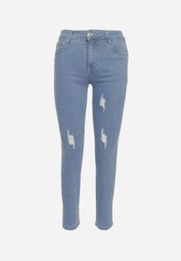 Born2be - Niebieskie Dopasowane Jeansy z Dziurami i Przetarciami Eviraes. Okazja: na co dzień. Kolor: niebieski. Styl: casual, elegancki #3