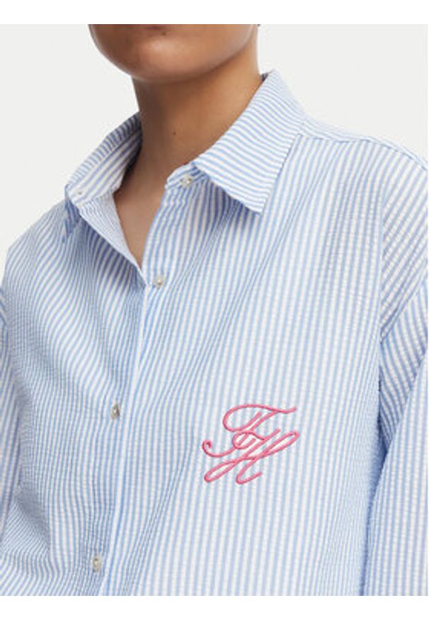 TOMMY HILFIGER - Tommy Hilfiger Koszula Seersucker UW0UW06474 Niebieski Regular Fit. Kolor: niebieski. Materiał: bawełna