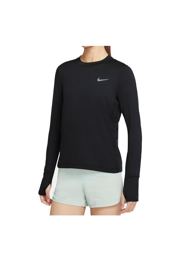 Koszulka damska do biegania Nike Dri-FIT Elements CU3277. Materiał: materiał, poliester, skóra, tkanina. Długość rękawa: długi rękaw. Technologia: Dri-Fit (Nike). Długość: długie. Sport: bieganie, fitness