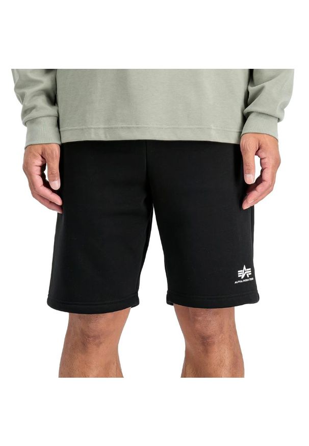 Spodenki męskie Alpha Industries Small Logo II 15636703 - czarne. Kolor: czarny. Materiał: poliester, bawełna, materiał. Wzór: aplikacja