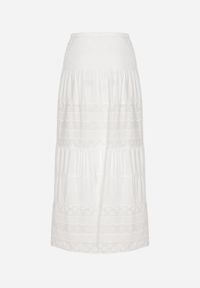 Born2be - Biała Spódnica z Bawełny z Wysokim Stanem w Stylu Boho Ellitrae. Okazja: na co dzień. Stan: podwyższony. Kolor: biały. Materiał: bawełna. Sezon: lato, wiosna. Styl: boho #7