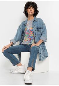 bonprix - T-shirt z nadrukiem w motyle. Kolor: szary. Wzór: nadruk #2