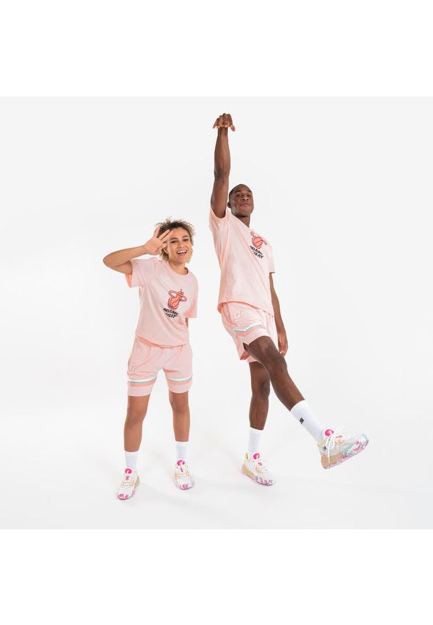 TARMAK - Koszulka do gry w koszykówkę dla mężczyzn i kobiet Tarmak NBA TS 900 Miami Heat. Kolor: różowy. Materiał: bawełna, materiał, poliester. Sport: koszykówka