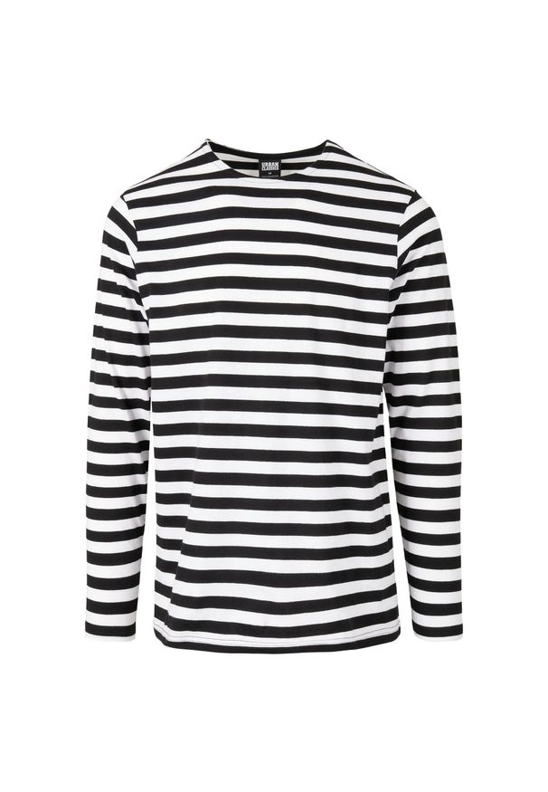 Urban Classics - T-shirt Męski W Paski Standardowy Z Długim Rękawem. Kolor: czarny, wielokolorowy, biały. Długość rękawa: długi rękaw. Długość: długie. Wzór: paski. Sport: turystyka piesza