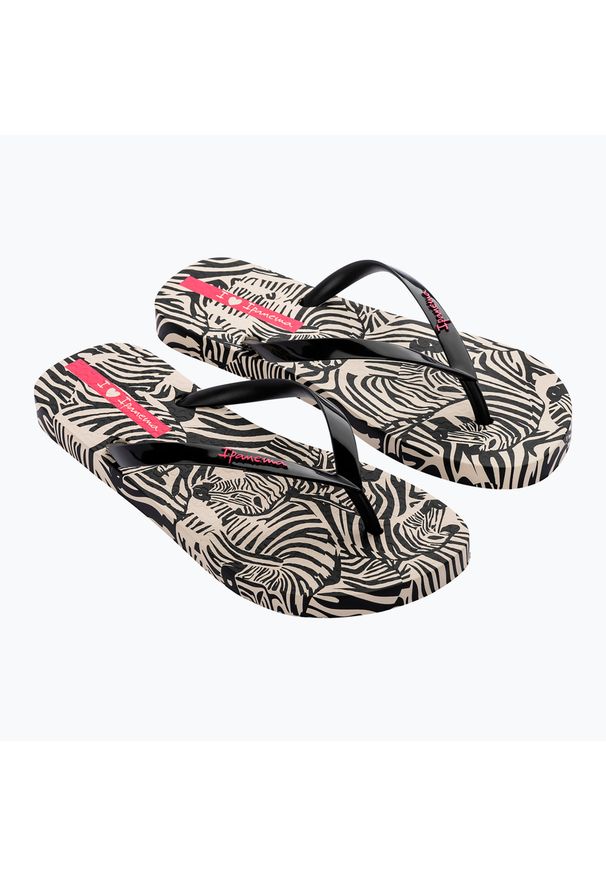 Japonki damskie Ipanema Animal Print VI. Kolor: czarny. Wzór: nadruk