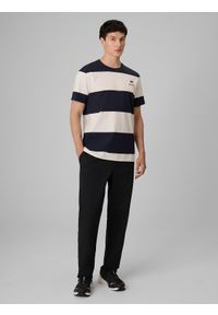 4f - 4F T-shirt regular z nadrukiem męski - granatowy XXL. Okazja: na co dzień. Kolor: niebieski. Materiał: materiał, bawełna, jeans, dresówka, dzianina. Wzór: nadruk. Styl: klasyczny, casual #2
