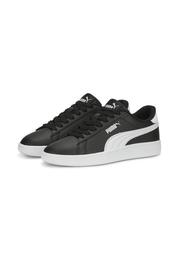Puma - Młodzieżowe skórzane sneakersy Smash 3.0 PUMA Black White. Kolor: czarny, biały, wielokolorowy. Materiał: skóra. Sport: turystyka piesza