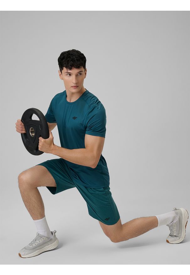 4f - 4F Koszulka treningowa regular szybkoschnąca męska - zielona S. Kolor: zielony. Materiał: skóra. Sport: fitness