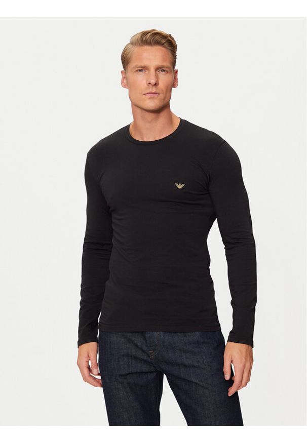 Emporio Armani Underwear Longsleeve 111023 4F512 00020 Czarny Slim Fit. Kolor: czarny. Materiał: bawełna. Długość rękawa: długi rękaw