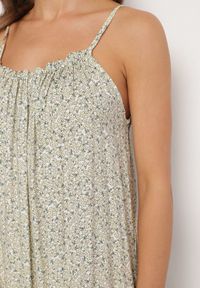 Born2be - Beżowa Rozkloszowana Sukienka z Bawełny w Kwiatowy Wzór Nilaretia. Okazja: na co dzień. Kolor: beżowy. Materiał: bawełna. Długość rękawa: na ramiączkach. Wzór: kwiaty. Sezon: lato. Typ sukienki: rozkloszowane. Styl: casual #7