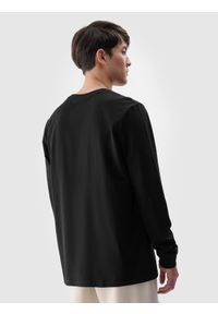 4f - 4F Longsleeve regular gładki męski - czarny S. Okazja: na co dzień. Kolor: czarny. Materiał: dzianina, bawełna, jersey. Długość rękawa: długi rękaw. Długość: długie. Wzór: gładki. Styl: klasyczny, sportowy, casual