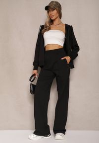 Renee - Czarne Spodnie Szerokie Pallenassa. Stan: podwyższony. Kolor: czarny. Materiał: dzianina. Długość: długie #4