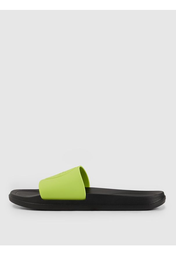 4f - 4F Klapki męskie - zielone 44. Okazja: na co dzień, do domu, na plażę. Kolor: zielony. Materiał: guma. Sezon: lato. Styl: casual