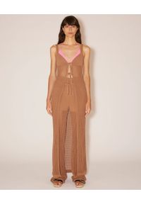 NANUSHKA - Brązowa sukienka plażowa Elianne. Kolor: brązowy. Materiał: bawełna