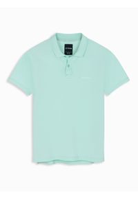 Ombre Clothing - Koszulka polo z bawełnianej dzianiny pique – miętowa V1 - Rozmiar: L. Okazja: na co dzień. Typ kołnierza: polo. Kolor: miętowy. Materiał: bawełna, dzianina. Długość rękawa: krótki rękaw. Długość: krótkie. Wzór: haft. Styl: casual, elegancki #8