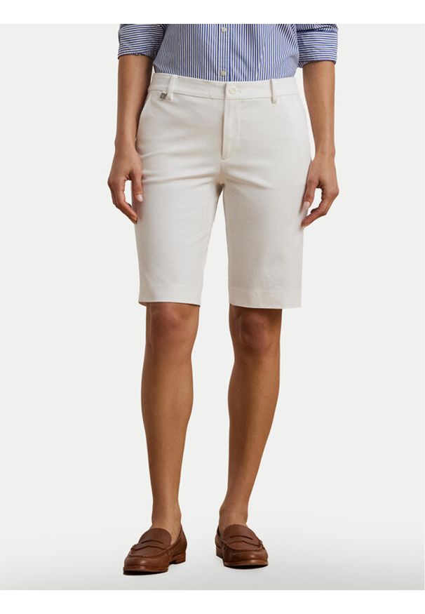 Lauren Ralph Lauren Szorty materiałowe Bsr-Btms 200661653 Biały Regular Fit. Kolor: biały. Materiał: bawełna, wiskoza