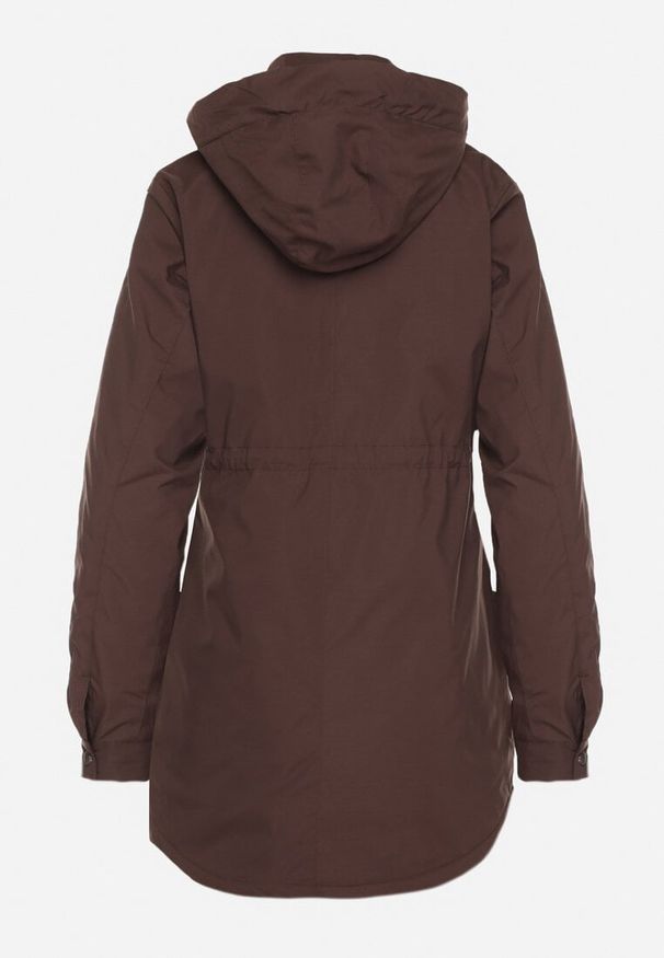 Born2be - Brązowa Kurtka Parka z Kapturem z Ozdobną Wyściółką Tiolara. Okazja: na co dzień, na spacer. Typ kołnierza: kaptur. Kolor: brązowy. Materiał: jeans. Styl: casual, sportowy