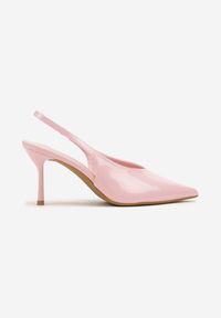 Renee - Różowe Lakierowane Sandały na Szpilce Typu Slingback Addoxie. Okazja: na co dzień, na spacer. Kolor: różowy. Materiał: lakier. Obcas: na szpilce. Styl: elegancki, casual. Wysokość obcasa: średni #5