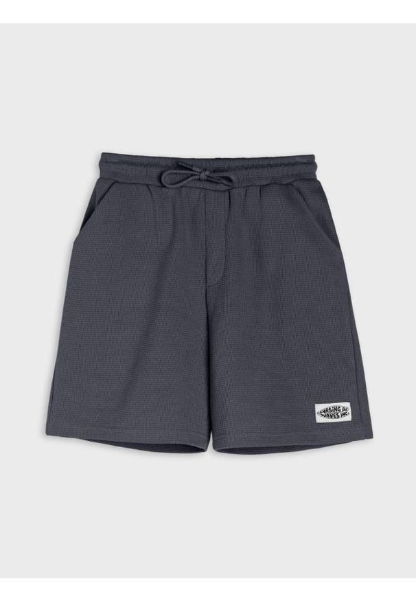 Sinsay - Szorty loose fit z dzianiny waflowej - szary. Kolor: szary. Materiał: dzianina