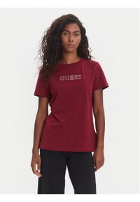Guess T-Shirt V3BI11 J1314 Bordowy Regular Fit. Kolor: czerwony. Materiał: bawełna