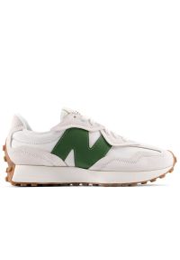 Buty unisex New Balance U327WKN - beżowe. Okazja: na co dzień. Zapięcie: sznurówki. Kolor: beżowy. Materiał: guma, skóra, prążkowany, zamsz, materiał. Szerokość cholewki: normalna