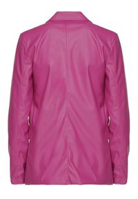 Renee - Ciemnoróżowa Pudełkowa Marynarka z Ekoskóry Niezapinana z Poduszkami w Ramionach Suniya. Okazja: na co dzień, na spotkanie biznesowe. Kolor: fioletowy. Materiał: wiskoza. Styl: casual, biznesowy #3