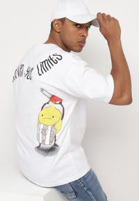 Born2be - Biała Bawełniana Koszulka T-shirt z Krótkim Rękawem z Nadrukiem na Plecach i Przodzie Civia. Okazja: na spotkanie biznesowe, do pracy, na co dzień. Kolor: biały. Materiał: bawełna. Długość rękawa: krótki rękaw. Długość: krótkie. Wzór: nadruk. Styl: klasyczny, biznesowy, casual