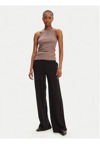 Hugo - HUGO Top 50508857 Brązowy Slim Fit. Kolor: brązowy. Materiał: bawełna