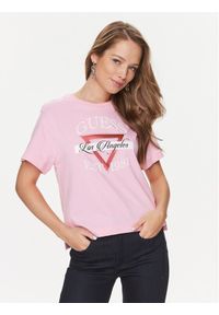 Guess T-Shirt W4RI43 K8FQ4 Różowy Boxy Fit. Kolor: różowy. Materiał: bawełna