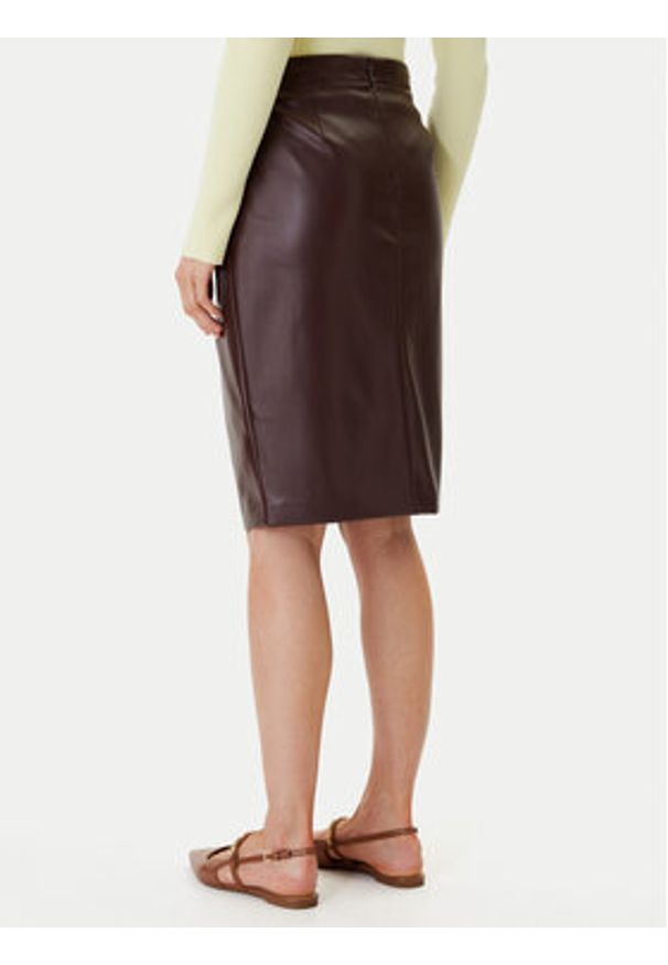 Calvin Klein Jeans Spódnica z imitacji skóry LV047E603G Brązowy Regular Fit. Kolor: brązowy. Materiał: skóra