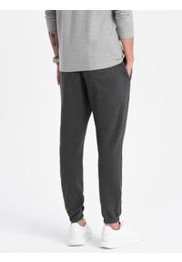 Ombre Clothing - Spodnie męskie dresowe CARROT ze strukturalnej dzianiny - grafitowy melanż V1. Kolor: szary. Materiał: dresówka, dzianina. Wzór: melanż #4