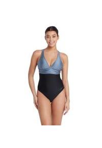 ZOGGS - Zoggs Panel Crossback Swimsuit - Black Metal - Size 32. Kolor: czarny