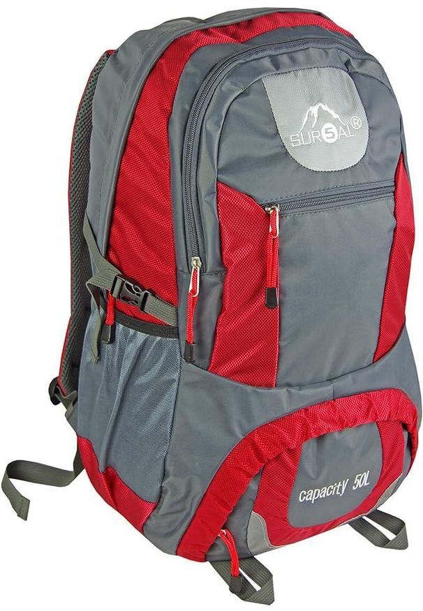 ZSPORT - Backpack Sur5al Yukon 50L Red - Idealny dla spacerowiczów. Kolor: wielokolorowy. Wzór: paski