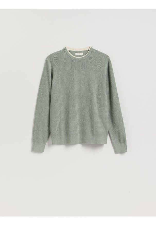Reserved - Sweter z bawełną - zielony. Kolor: zielony. Materiał: bawełna