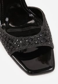 Born2be - Czarne Eleganckie Sandały na Szpilce z Cyrkoniami i Kwadratowym Noskiem Hempea. Okazja: na wesele, na co dzień, na ślub cywilny. Zapięcie: pasek. Kolor: czarny. Obcas: na szpilce. Styl: elegancki #8