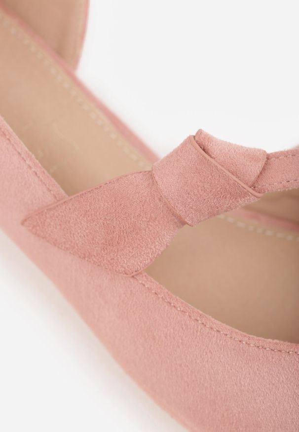 Born2be - Różowe Płaskie Czółenka Vices ze Skórzaną Wkładką Ozdobione Supełkiem Liliarie. Okazja: na co dzień. Kolor: różowy. Materiał: skóra. Wzór: aplikacja. Styl: elegancki, klasyczny, casual