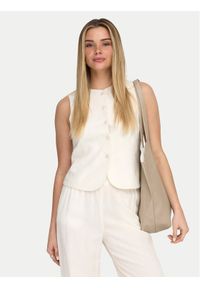 only - ONLY Kamizelka garniturowa Goa 15363724 Biały Regular Fit. Kolor: biały. Materiał: len #1