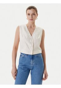 Guess Kamizelka W5YH51 WH5N2 Écru Regular Fit. Materiał: wiskoza