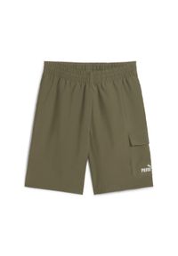 Puma - Męskie szorty bojówki Essentials 9" z logo No.1 PUMA Loden Green. Kolor: zielony. Długość: krótkie. Sezon: lato