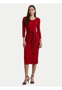 Lauren Ralph Lauren - LAUREN RALPH LAUREN Sukienka codzienna 200973598002 Czerwony Slim Fit. Okazja: na co dzień. Kolor: czerwony. Materiał: bawełna. Typ sukienki: proste. Styl: casual