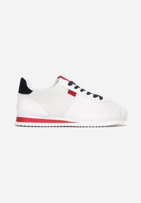 Renee - Biało Czerwone Sneakersy z Przeszyciami Phyrise. Kolor: biały