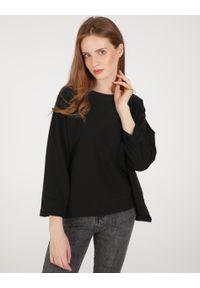 Unisono - GŁADKA BLUZA Z BAWEŁNY 8176-1 NERO. Materiał: bawełna. Wzór: gładki