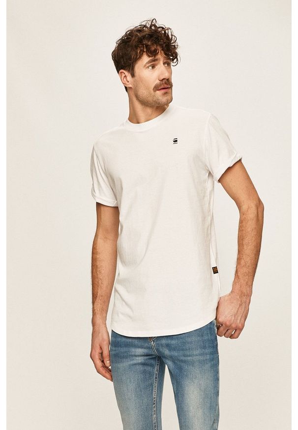 G-Star RAW - G-Star Raw - T-shirt. Kolor: biały. Materiał: dzianina