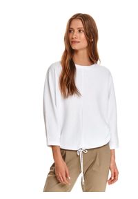 TOP SECRET - Bluza nierozpinana damska gładka. Kolor: biały. Materiał: dzianina, prążkowany. Wzór: gładki #2